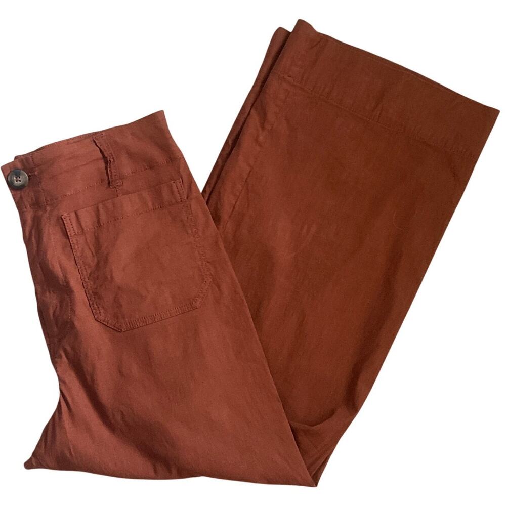 Anthropologie Maeve Colette High-Rise Wide-Leg Pants Magic Fabric Brown Size 29 - Picture 9 of 10